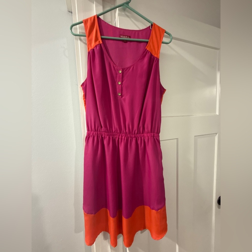 Merona Pink and Orange High Low Dress